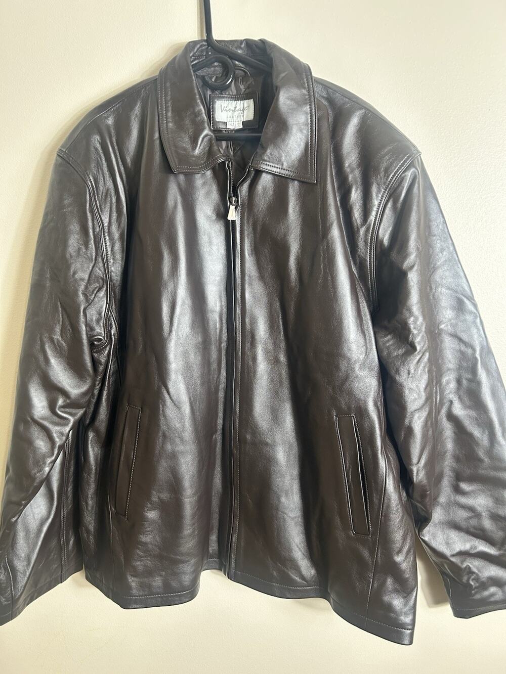 Vintage Leather Mens 3XLT Genuine Leather Jacket Brown Quilted Lined Big Tall